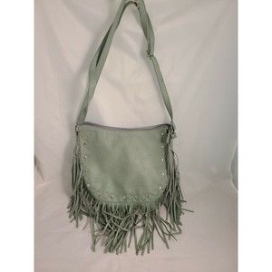 Fringed Leather Purse Handbag Mint Color